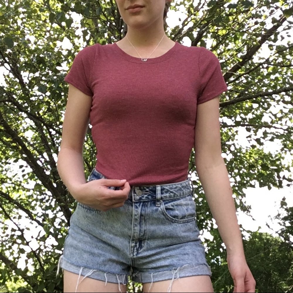 Pink Ribbed Crop Top